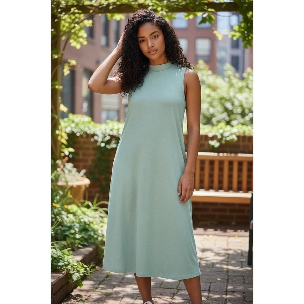 Pink Rose Women's Sleeveless Midi Dress mint Green Size L soft